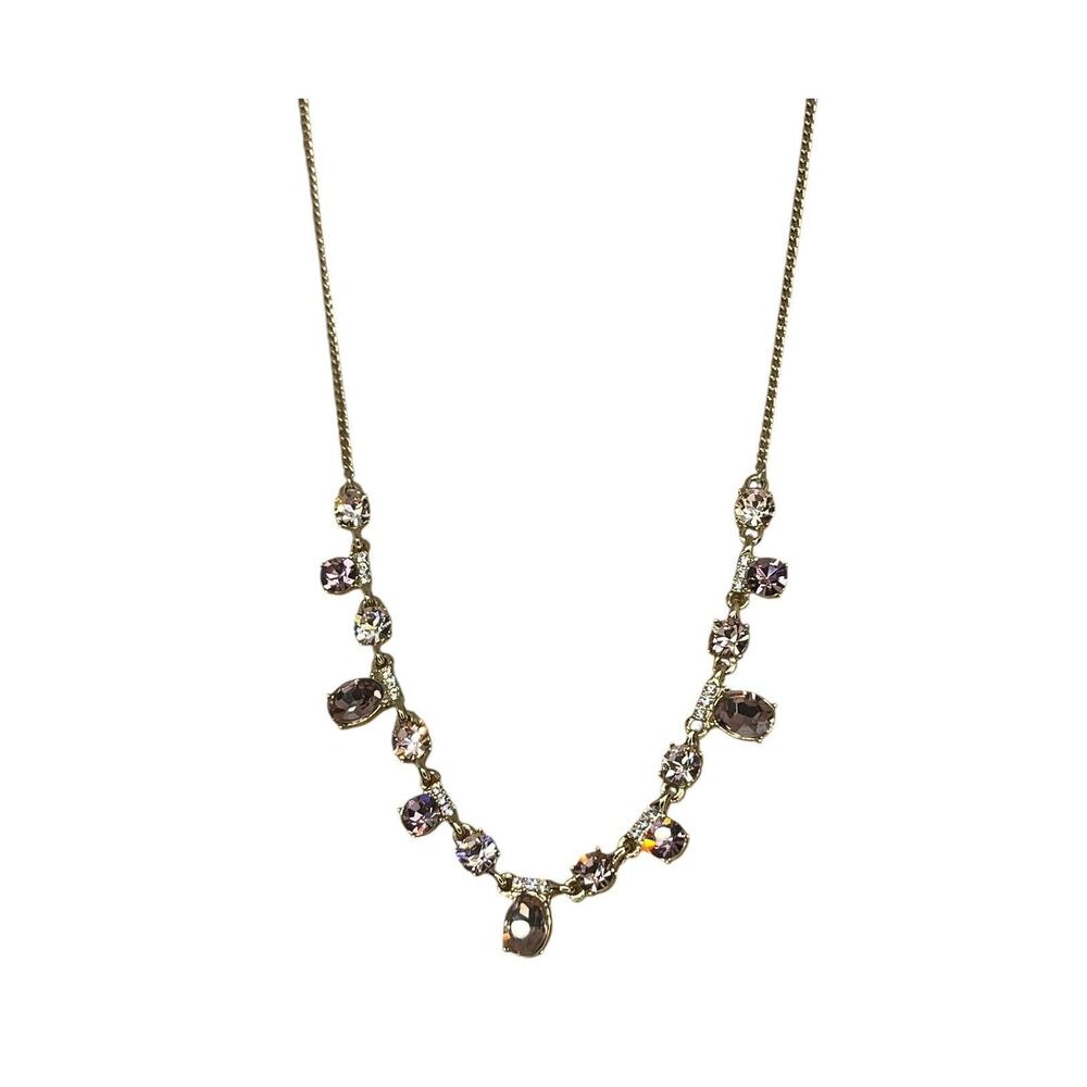 Givenchy Frontal Necklace Luxury Designer Elegant Chic Crystal Gold Tone NEW - Picture 10 of 15